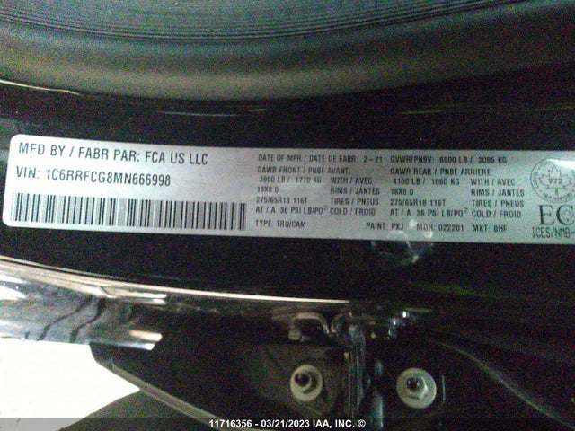 1C6RRFCG8MN666998 RAM 1500 Tradesman