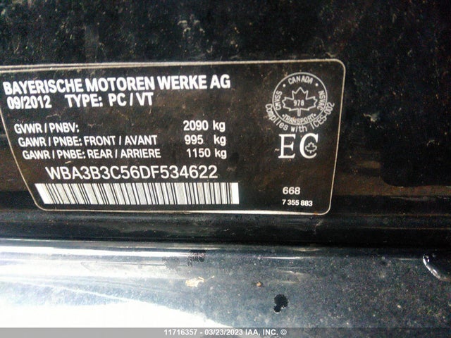 Продажа на аукционе авто 2013 Bmw 328 Xi, vin: WBA3B3C56DF534622, номер лота: 11716357
