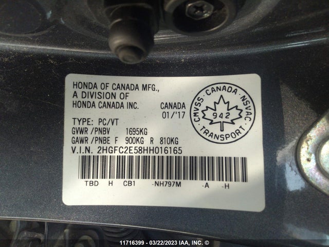 Honda Civic Lx 2017 2HGFC2E58HH016165 Image 10