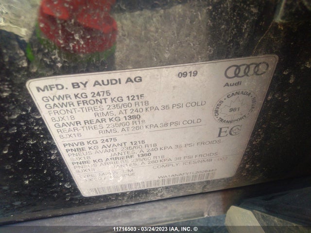 WA1ANAFY1L2026442 Audi Q5 Premium/titanium Premium