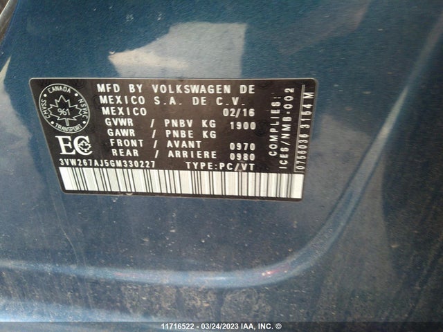 3VW267AJ5GM330227 Volkswagen JETTA