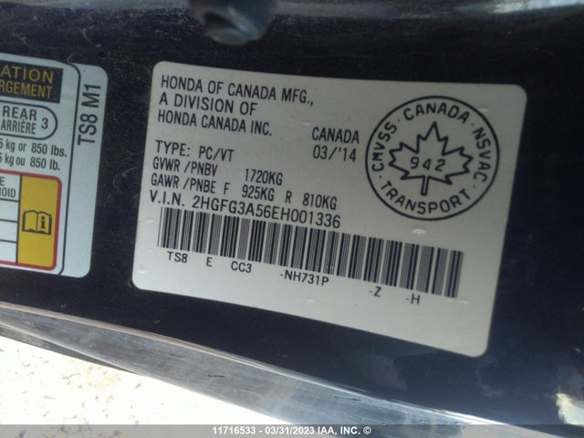 Honda CIVIC EX 2014 2HGFG3A56EH001336 Image 9