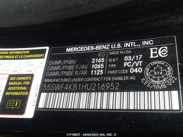55SWF4KB1HU216952 Mercedes-Benz C 300 4matic