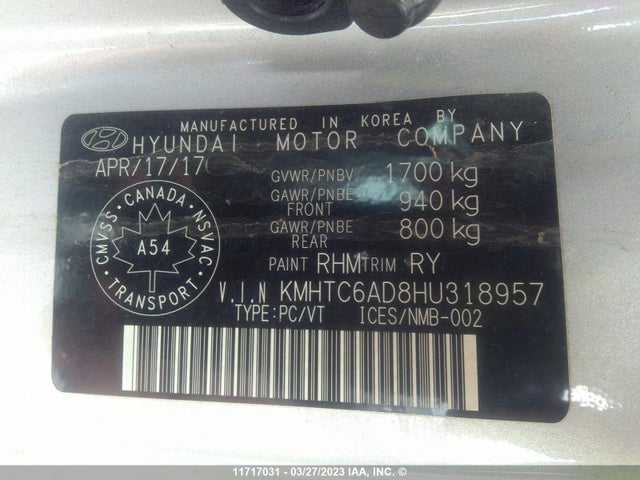 Hyundai VELOSTER 2017 KMHTC6AD8HU318957 Image 9