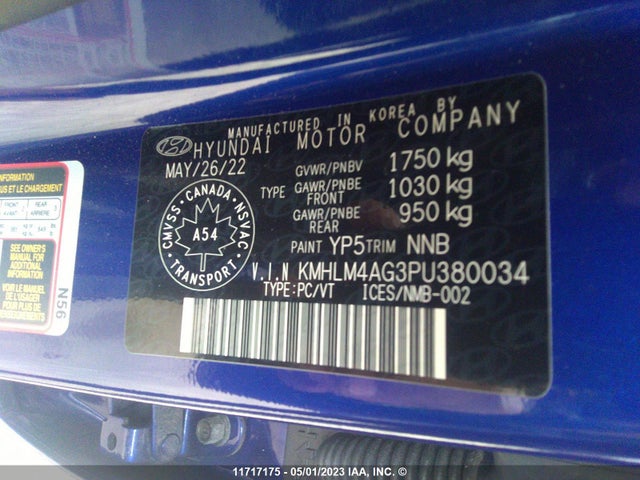 Hyundai ELANTRA SEL 2023 KMHLM4AG3PU380034 Image 9