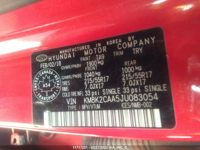 Hyundai Kona Sel 2018 KM8K2CAA5JU083054 Image 10