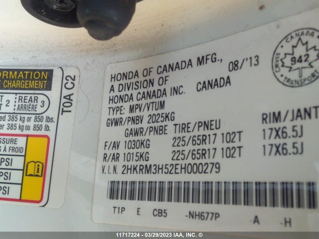 Honda CR-V EX 2014 2HKRM3H52EH000279 Image 9