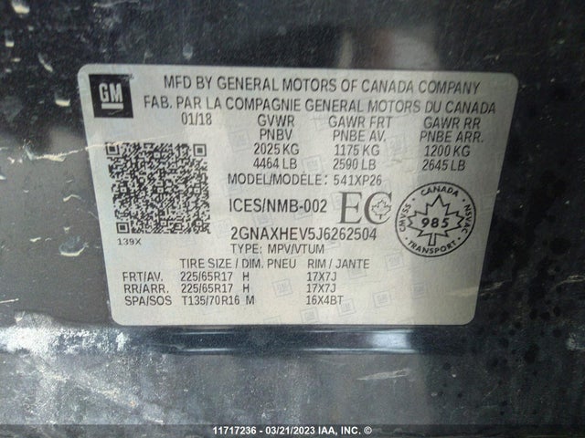 Chevrolet EQUINOX LS 2018 2GNAXHEV5J6262504 Image 9