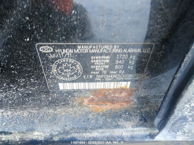 Hyundai Elantra Gls/limited 2012 5NPDH4AE5CH086702 Image 10