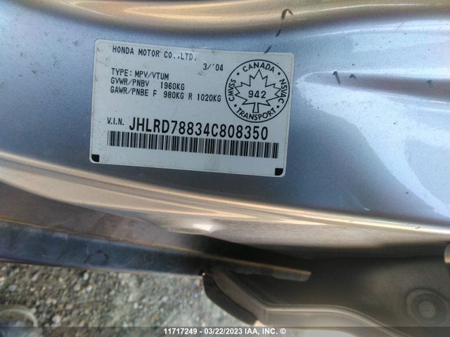 Honda CR-V EX 2004 JHLRD78834C808350 Image 10