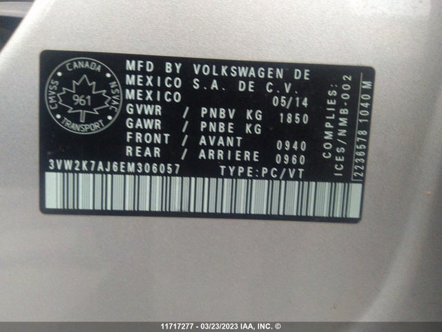 Volkswagen JETTA S 2014 3VW2K7AJ6EM306057 Image 11