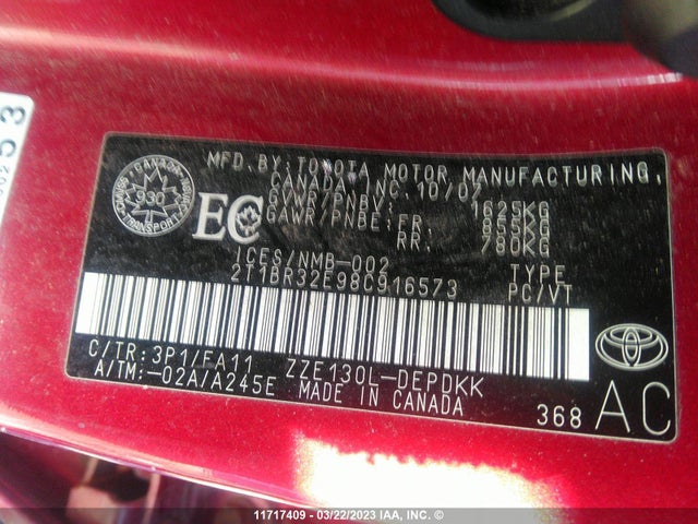 Toyota COROLLA CE/LE/S 2008 2T1BR32E98C916573 Image 11