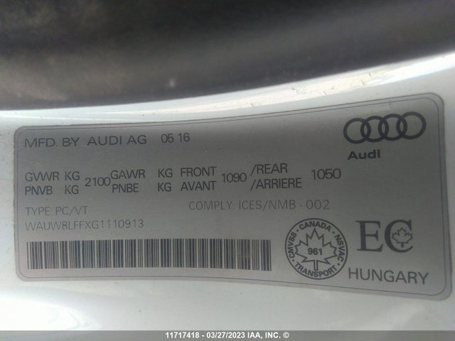 WAUW8LFFXG1110913 Audi A3 Prestige S-line