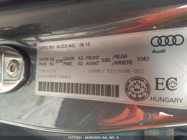 WAUKFRFF3F1026843 Audi A3 Prestige S-line