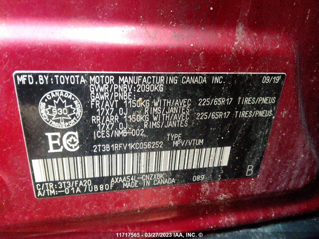 Toyota RAV4 LE 2019 2T3B1RFV1KC056252 Image 10