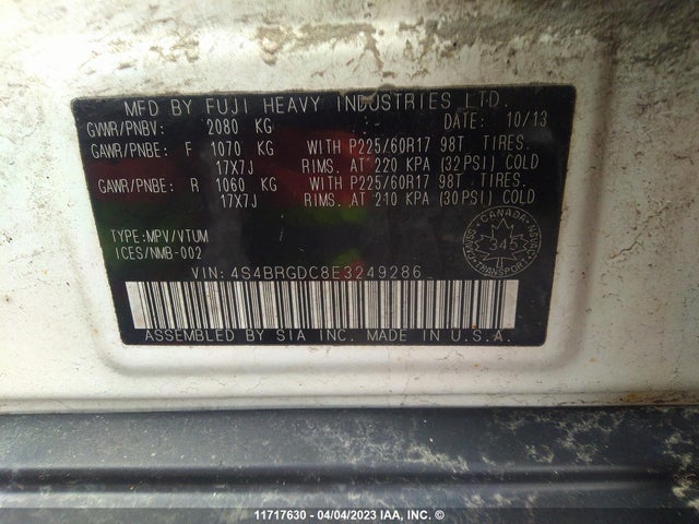 4S4BRGDC8E3249286 Subaru Outback 2.5i Premium