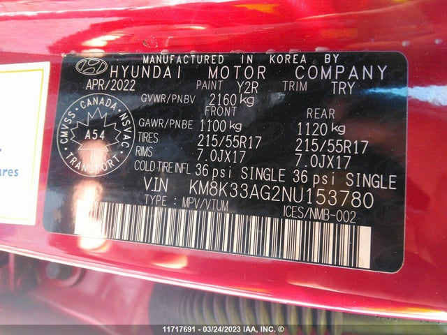 Hyundai Kona Sel 2022 KM8K33AG2NU153780 Image 9