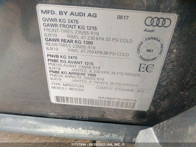 WA1BNAFY8J2050125 Audi Q5 Premium Plus