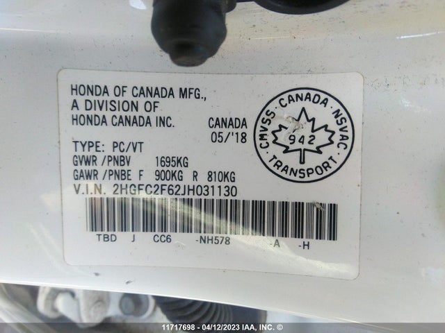 Honda Civic Lx 2018 2HGFC2F62JH031130 Image 10