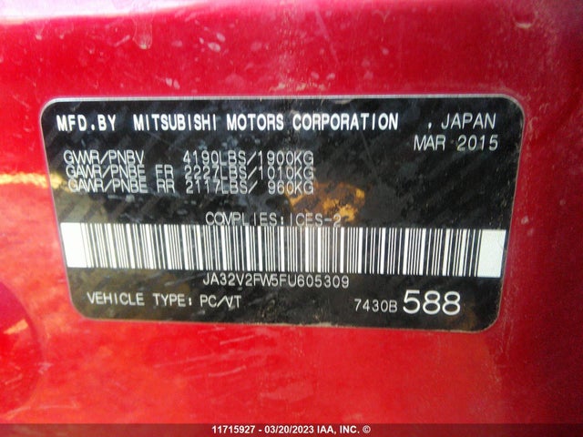 JA32V2FW5FU605309 Mitsubishi Lancer Se