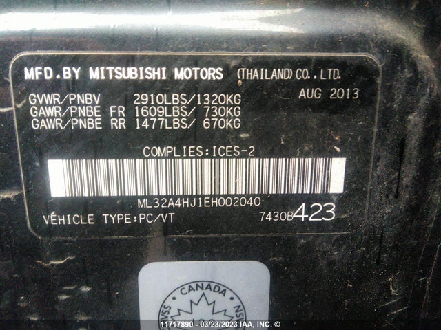 ML32A4HJ1EH002040 Mitsubishi MIRAGE ES
