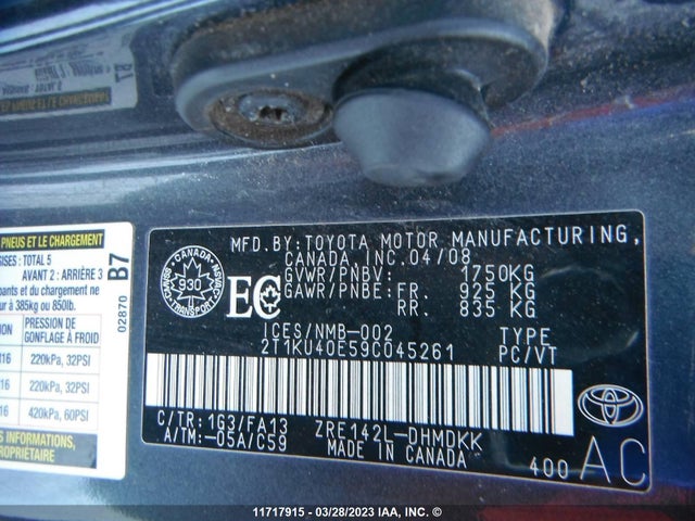 Toyota Matrix Wagon 2009 2T1KU40E59C045261 Image 10