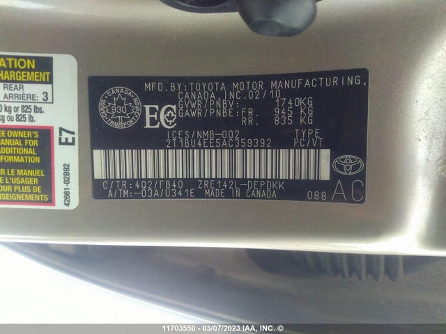 Toyota Corolla S/le/xle 2010 2T1BU4EE5AC359392 Image 9