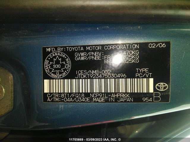 Toyota Yaris 2007 JTDKT923475030496 Image 10