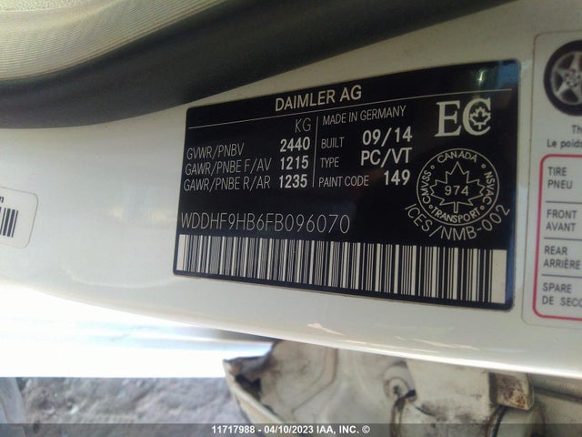 WDDHF9HB6FB096070 Mercedes-Benz E 250 Bluetec