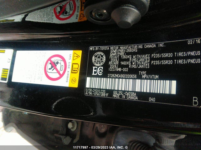 2T2BZMCA9GC020656 Lexus Rx 350/base/f Sport