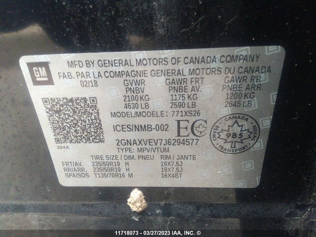 Chevrolet Equinox Premier 2018 2GNAXVEV7J6294577 Image 9