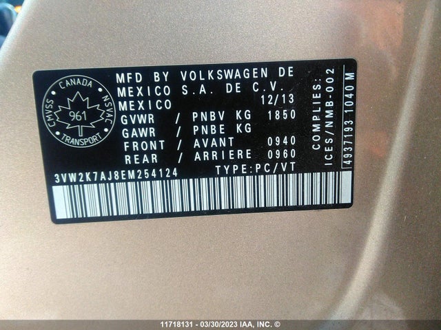 3VW2K7AJ8EM254124 Volkswagen JETTA S