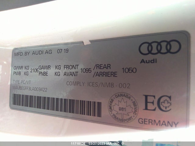 WAUBEGFF3LA003422 Audi A3 S-line Premium