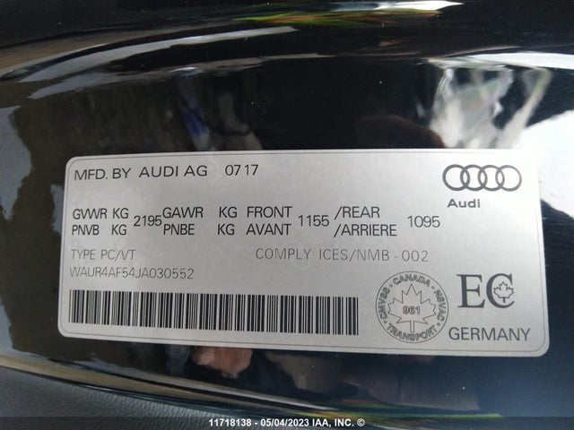 WAUR4AF54JA030552 Audi S5 Prestige