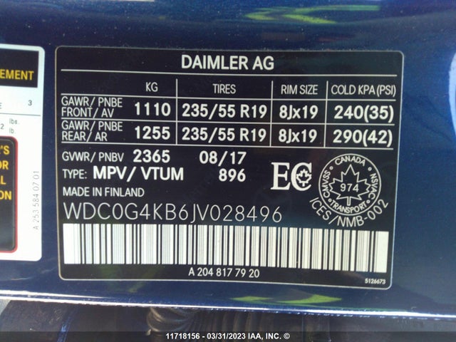 WDC0G4KB6JV028496 Mercedes-Benz Glc 300 4matic