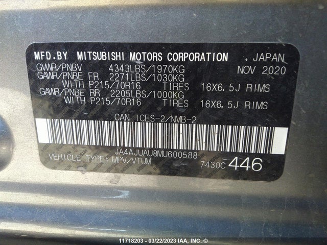 JA4AJUAU8MU600588 Mitsubishi RVR ES