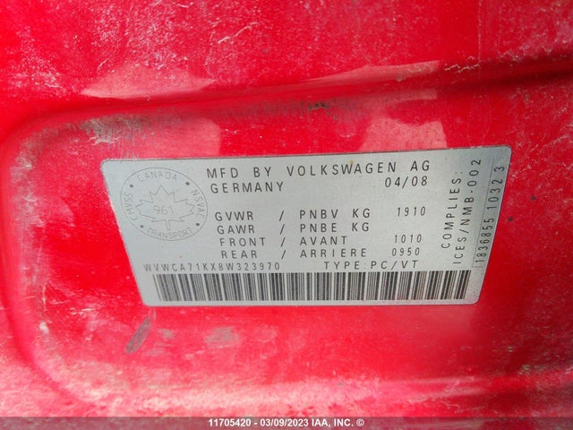 Volkswagen Rabbit 2008 WVWCA71KX8W323970 Image 10
