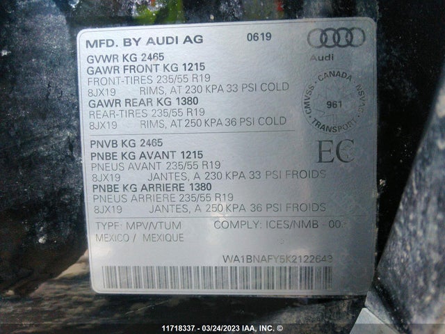 WA1BNAFY5K2122643 Audi Q5 Premium Plus