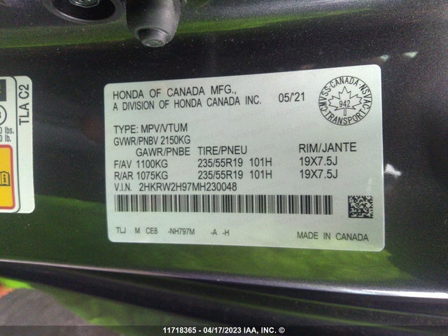 Honda Cr-v Touring 2021 2HKRW2H97MH230048 Image 10