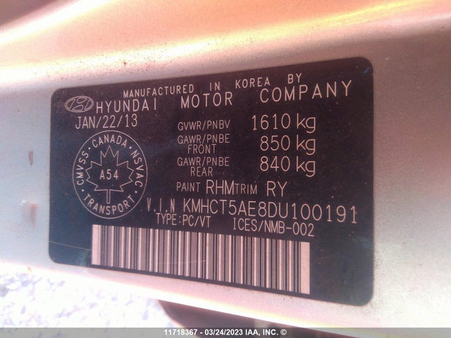 Hyundai Accent Gls/gs 2013 KMHCT5AE8DU100191 Image 10