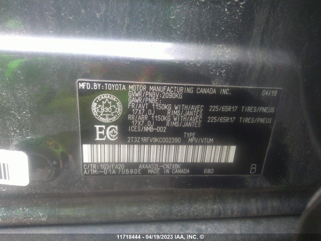 Toyota RAV4 LE 2019 2T3Z1RFV9KC002390 Image 9
