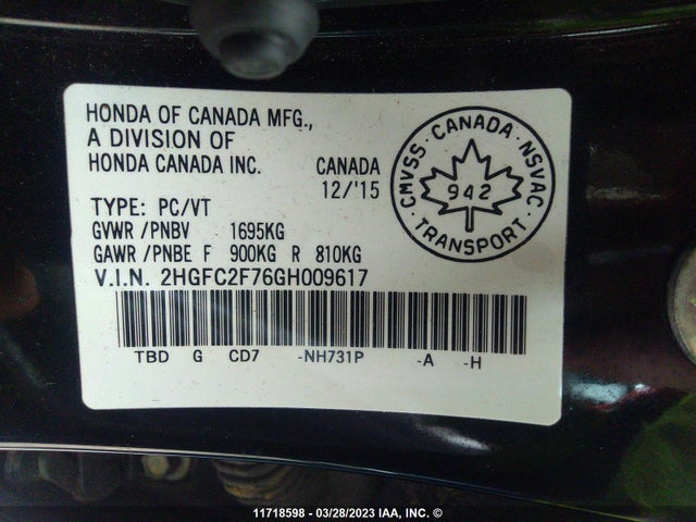 Honda Civic Ex 4dr 2016 2HGFC2F76GH009617 Image 11