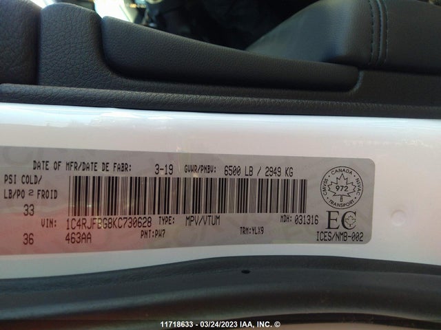 1C4RJFBG8KC730628 Jeep Grand Cherokee Limited