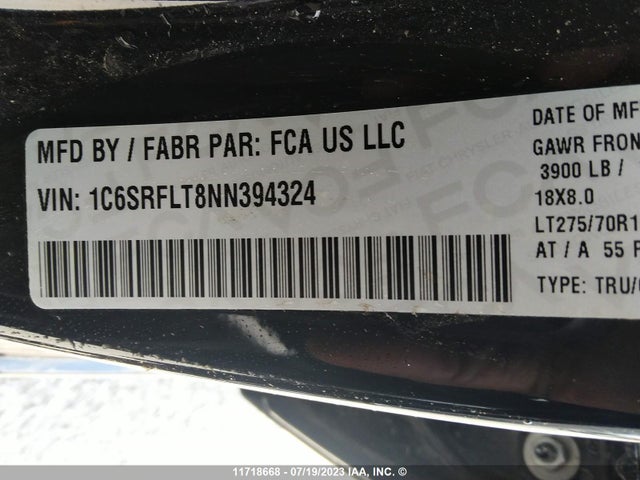 1C6SRFLT8NN394324 RAM 1500 Rebel
