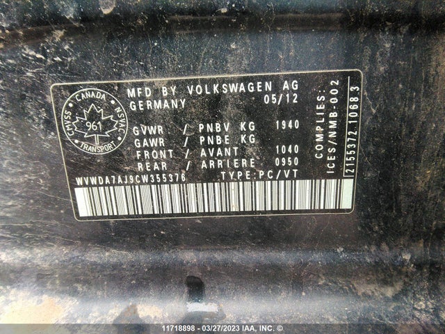 Volkswagen Golf 2012 WVWDA7AJ9CW355376 Image 10