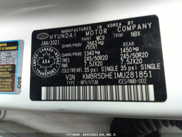 Hyundai Palisade Limited 2021 KM8R5DHE1MU281851 Image 9