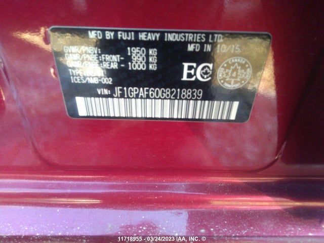JF1GPAF60G8218839 Subaru Impreza Premium Plus