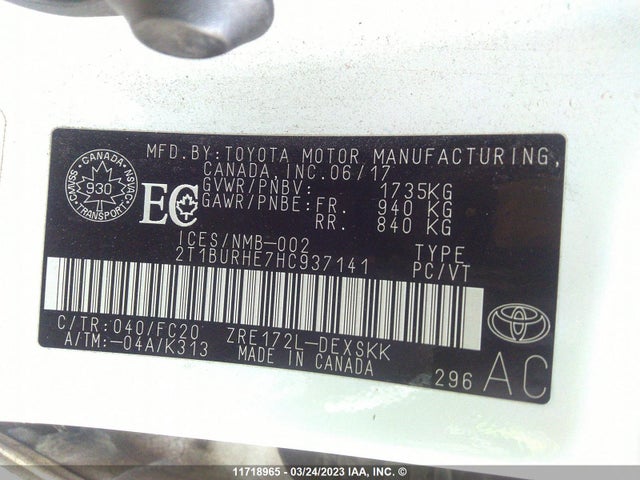 Toyota COROLLA 2017 2T1BURHE7HC937141 Image 11
