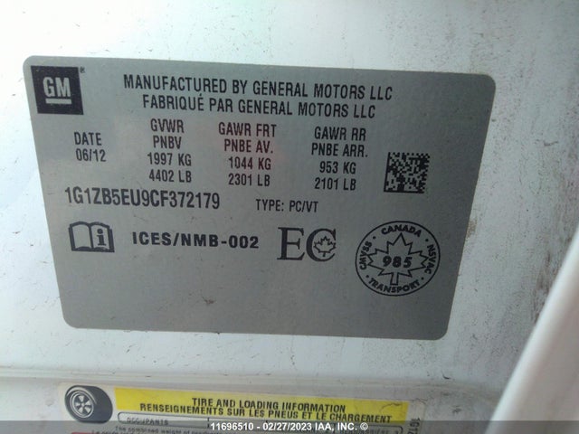Chevrolet MALIBU LS 2012 1G1ZB5EU9CF372179 Image 10