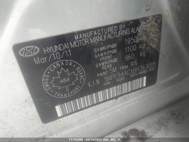Hyundai SONATA GLS 2011 5NPEB4ACXBH263005 Image 10